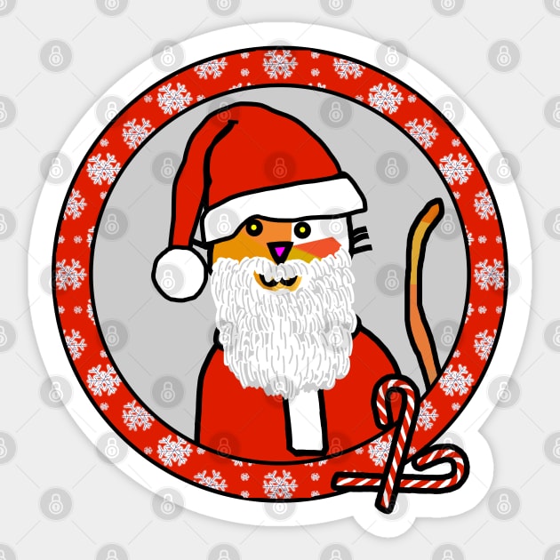 Christmas Portrait of Santa Cat Sticker by ellenhenryart